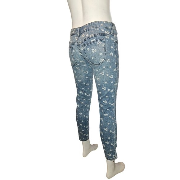 Free People Ditsy Flower Floral Denim Jeans Casual Low-Rise Ankle Women 26 - Picture 2 of 11